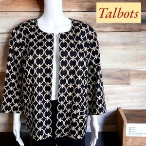 Talbots black and tan open jacket